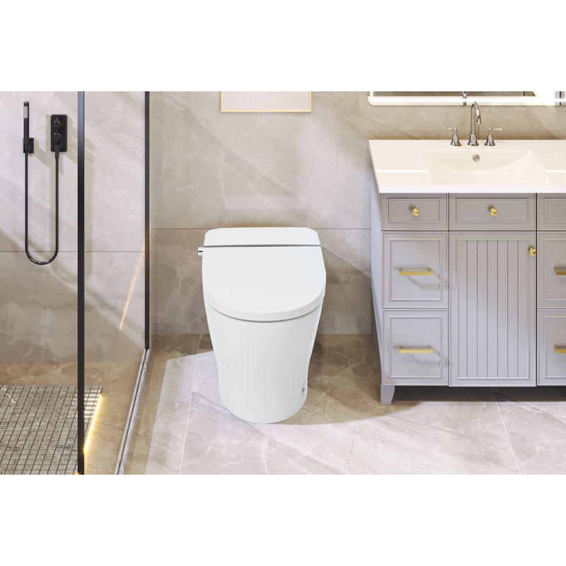 Compact Dual Flush Toilet With Self-Cleaning Wand, Foot Sensor Flush, White Night , Knob Control, Cold Water Wash, Strong Soft Close, , Immaculate Smart 1/1.28 ,