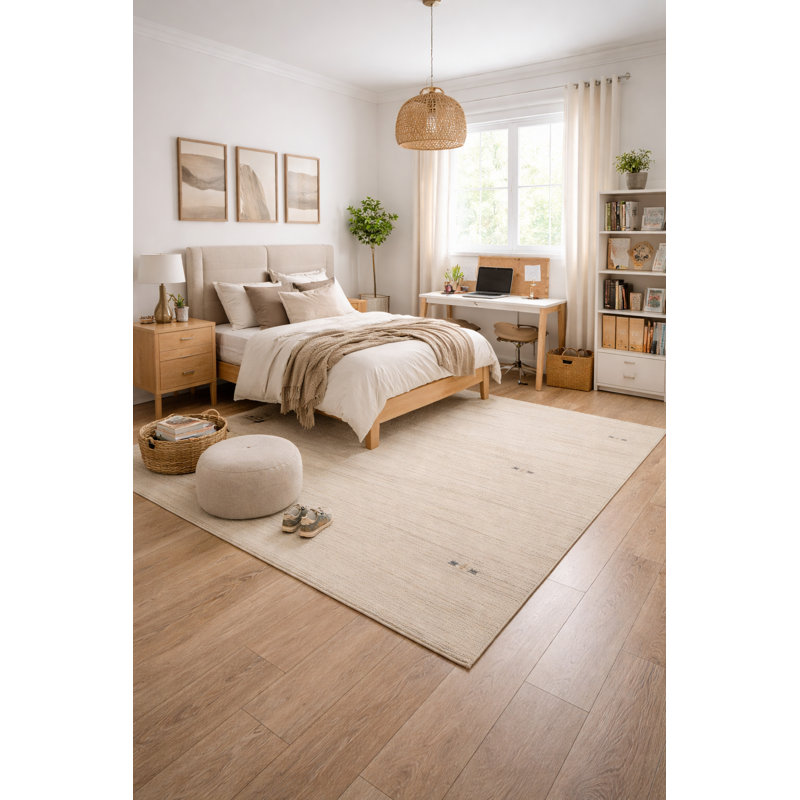 Tapis oriental moderne Oatmeal Tribal Gabbeh, Carré 6 pi