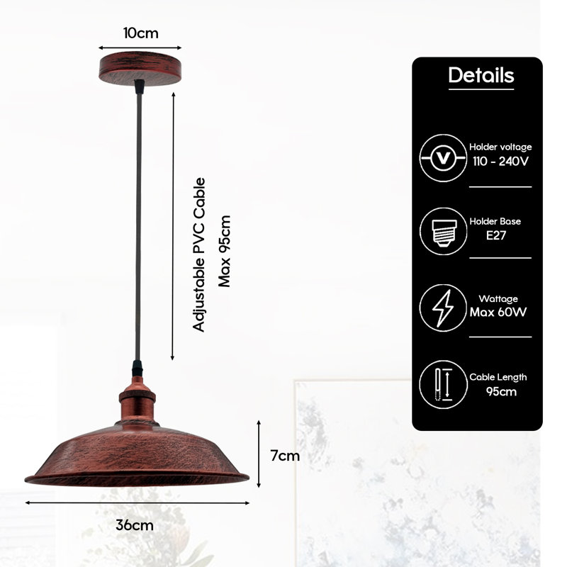 1 - Light Single Pendant, Rustic Red