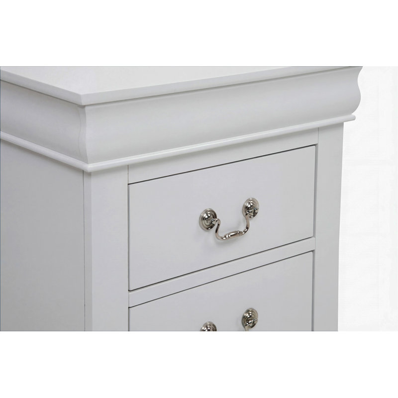Commode à 5 tiroirs Louis Philip en bois massif avec 1 tiroir Greige