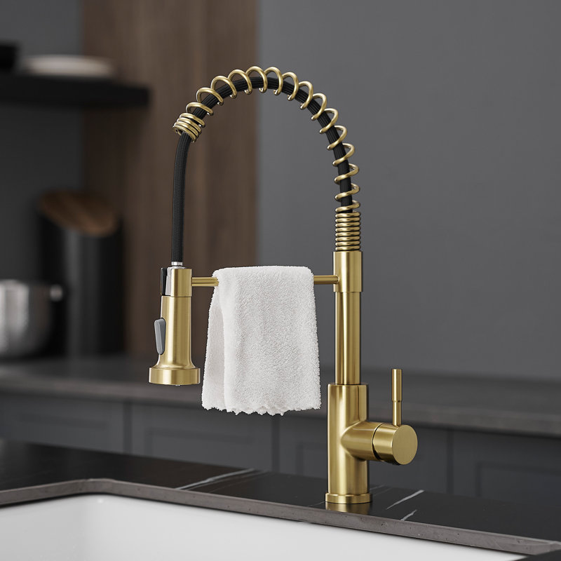 Pull Down Kitchen Faucet, Brushed Gold