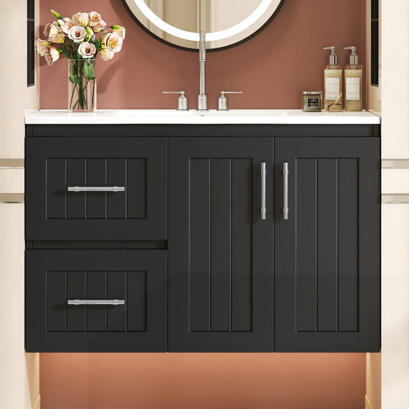 36'' Wall Mounted Bathroom Vanity, Black