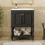 Meuble-lavabo de luxe moderne de 24 po avec lavabo en céramique, meuble de salle de bain avec tablette ouverte et rangement fermé-1693612676