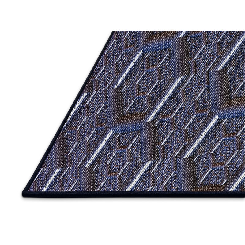 Laine et polyester bleu marine abstraits et fabriqués à la machine Tapis décoratif, Rectangle de 8 pi x 10 pi