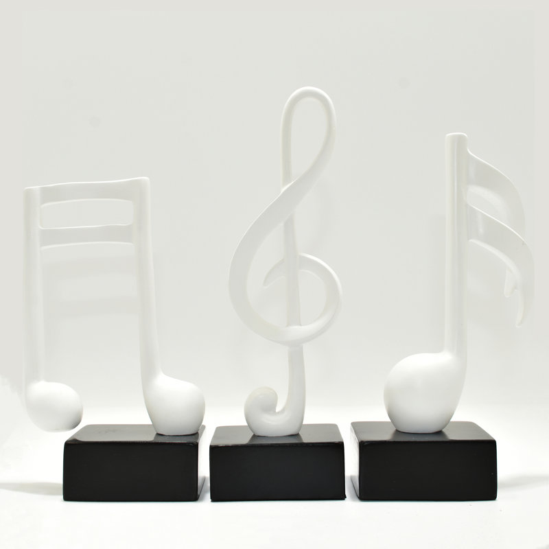 Adam & Friends Home Decor Muscial Notes, 16Th, Double 16Th & Treble Clef Sculpture | 3-Piece, White