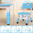 Kids Table and 6 Chairs Set, Height Adjustable Graffiti Desk, Preschool Activity Art Craft Table, for Daycare Classroom Home Boys and Girls Age 3-12 (Blue)-1396400226