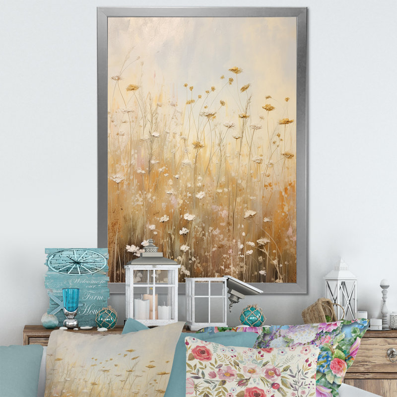 «Meadow Of Dreams V» sur toile, Cadre simple argenté, H 40 po x l 30 po x P 1,5 po