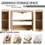 Meuble-lavabo autoportant de 64 pouces avec lavabo en céramique blanche et 2 armoires de rangement, portes en chêne blanc américain-542824822