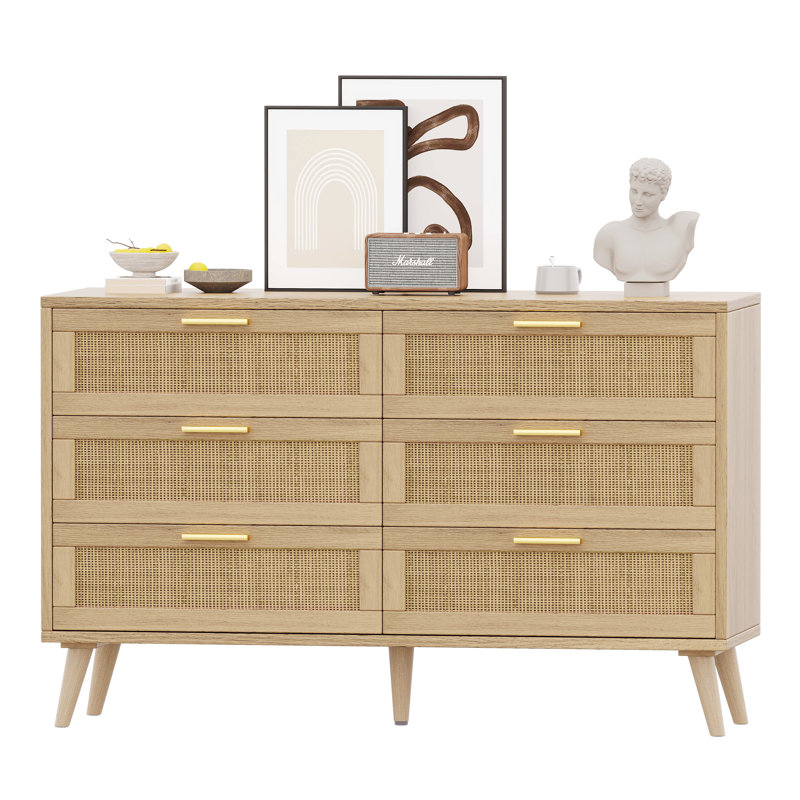 Jakoby Rattan 6 Drawer Double Dresser - Modern Bedroom