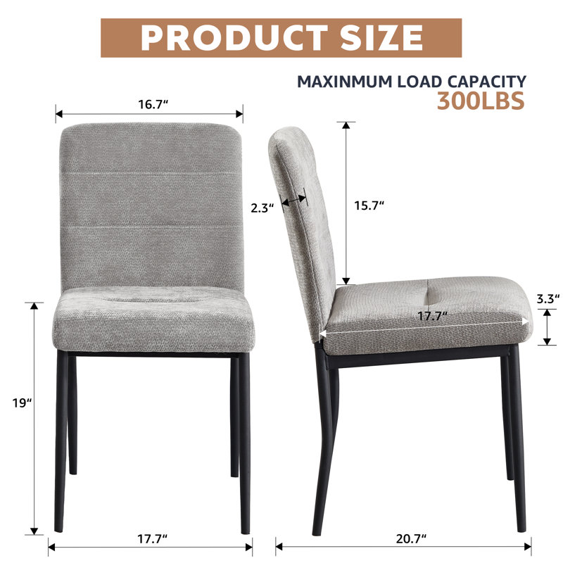 Chaise de salle à manger moderne avec pieds en métal, Gris, 4