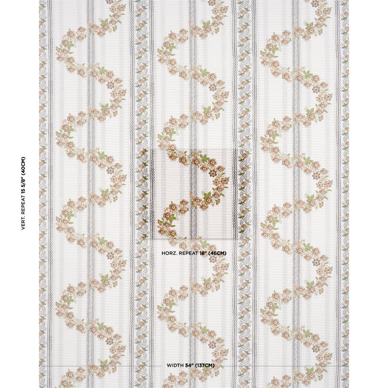 Schumacher X Rita Konig Serena Garland Fabric, Ochre