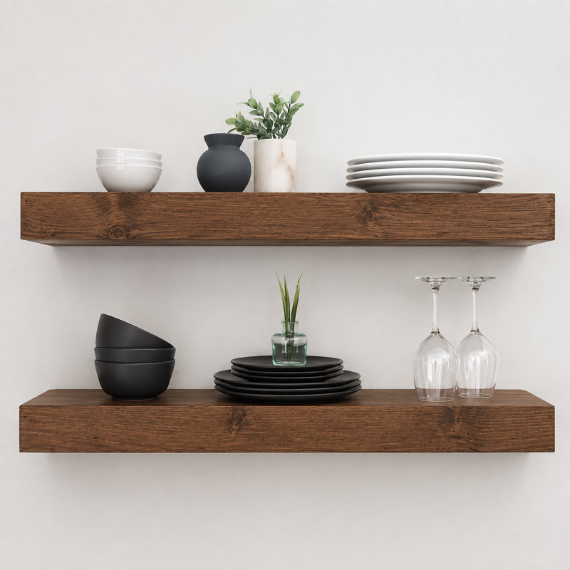 Arzhin Pippi Modern Floating Shelves 3 Inches Thick, Chestnut, 3" H x 24" W x 8" D