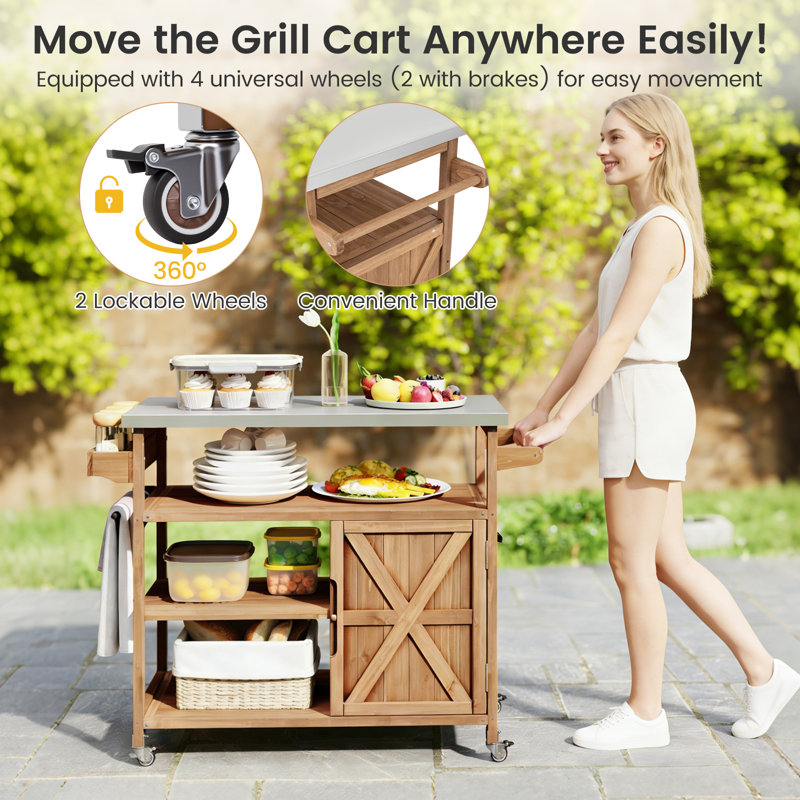 Solid Wood Bar Cart