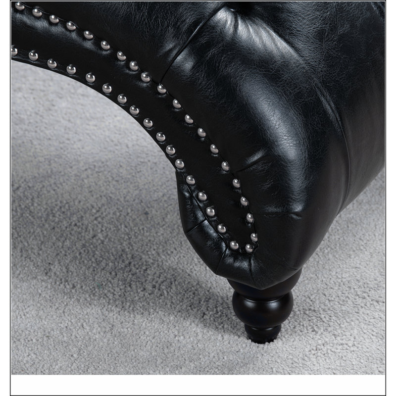 Chaise longue sans accoudoirs touffetée, Noir