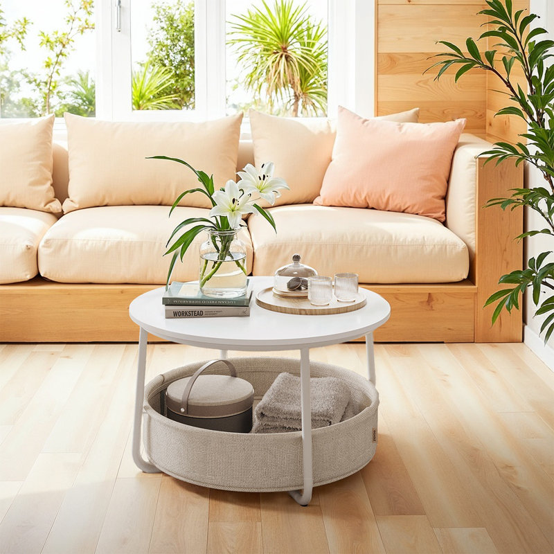 Romily Coffee Table with Storage, Highgloss sand grey