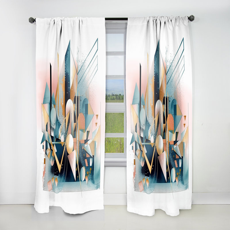 Avignon - Blue And Pink Embracing Cubism I - Modern Curtain - Velvet Room Darkening - 1 panel, 52" W x 108" L