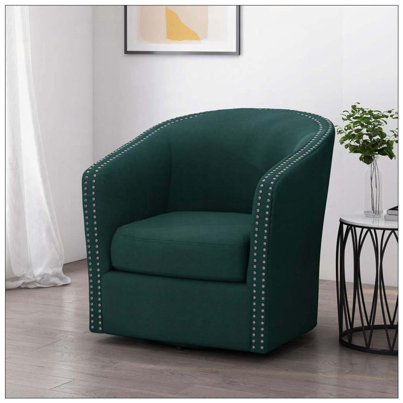 CHAISE PIVOTANTE, garniture cloutée, Vert