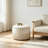 23.23"Round Upholstered Storage Ottoman With Fringe