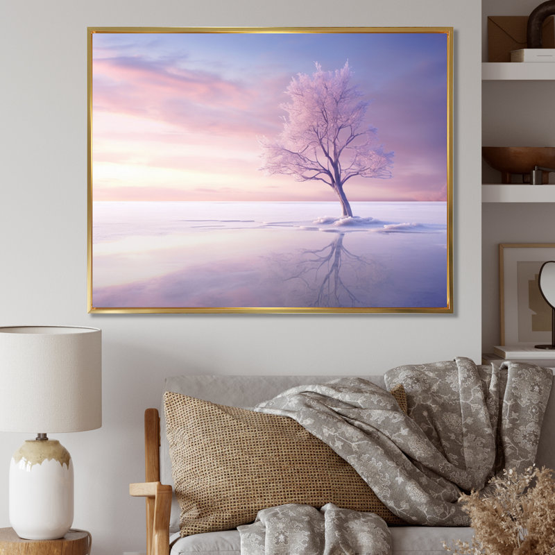 Sky Photo Pastel Dreamscape I - Landscapes Trees Canvas Wall Art, H 30 po x l 40 po x P 1,5 po, Cadre flottant doré