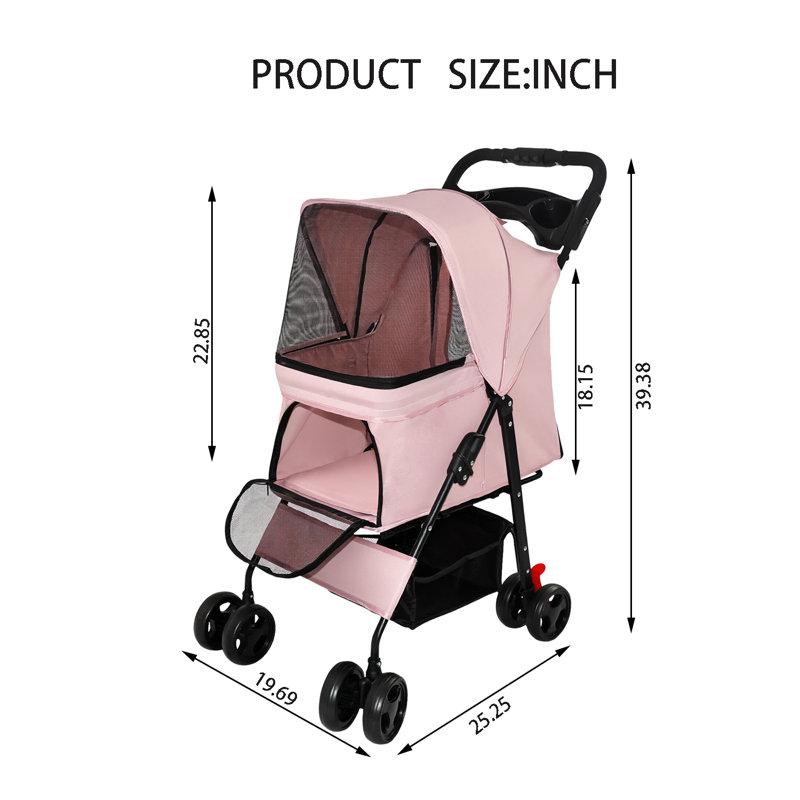 Foldable Pet Stroller, Pink