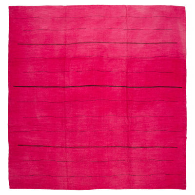 Tapisserie Kilim rose tissée à la main unique en son genre 12 pi 11 po x 13 pi 1 po