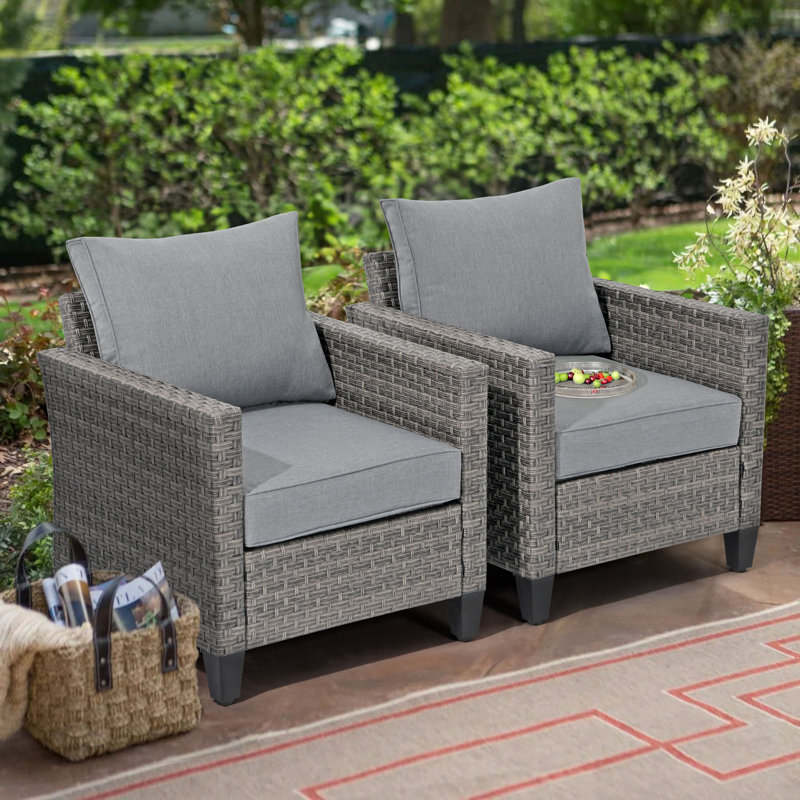Tarnell Patio Chair with Cushions, Gray Frame/Gray Cushion