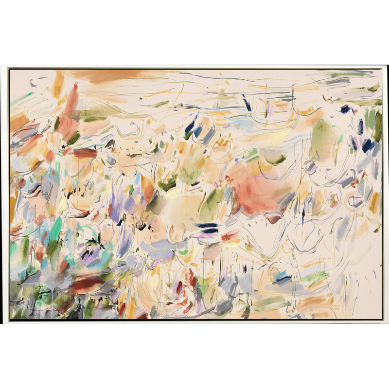 Field Of Blooms Painting, White Framed