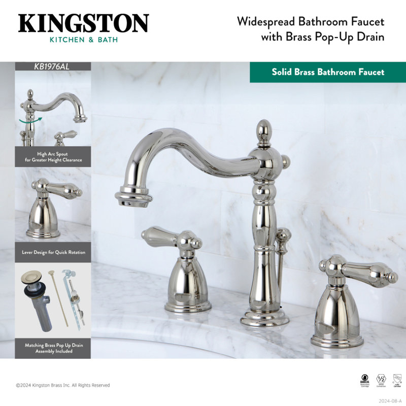Robinet de salle de bain espacé Kingston, Laiton rétro