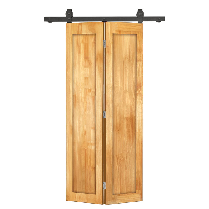 Ensemble de quincaillerie pour porte de grange coulissante en bois de pin 1 panneau, Chêne vieilli, 20 po x 84 po