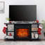 Meuble télé 48 po avec foyer électrique encastrable 18 po et tablettes de rangement ouvertes pour téléviseur de 55 po ou moins-538653049