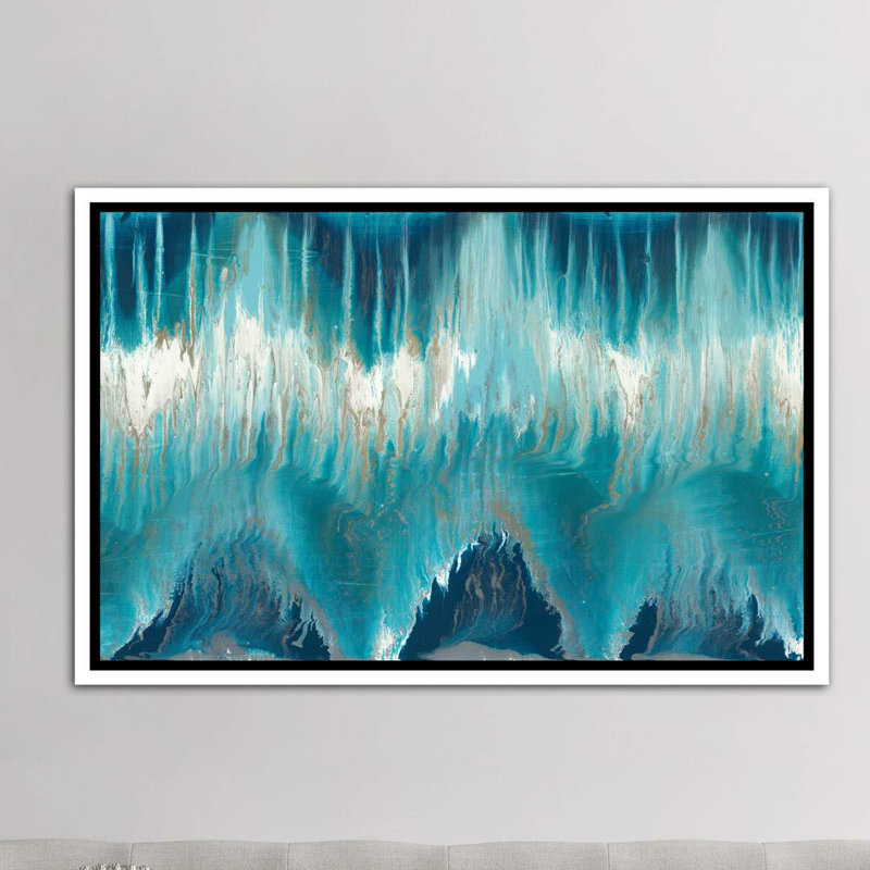 Reproduction d’art sur papier Chevron revisée « par Blakely Bering », H 40 po x l 60 po x P 1,5 po, Toile blanche encadrée