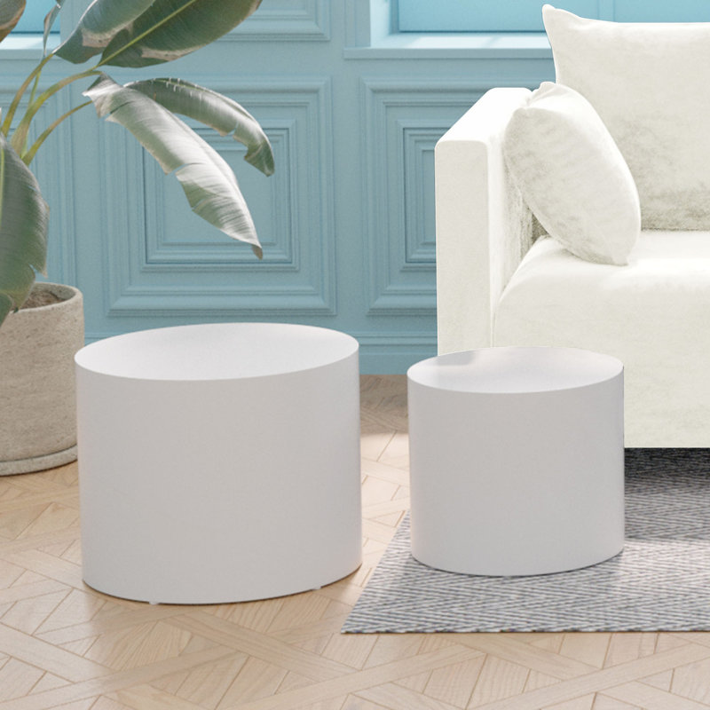 Panneau de fibres à densité moyenne avec placage de frêne / chêne / placage de noyer / Ensemble de 2 tables de bout / tables de bout / tables gigognes