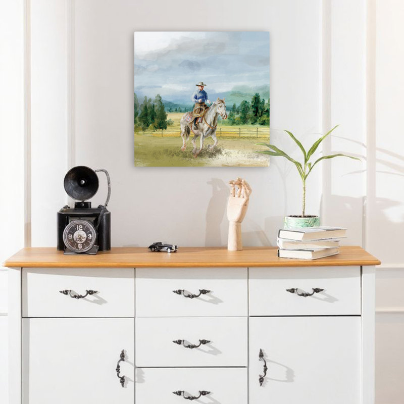 Riders Of The Range I, art contemporain, H 18 po x l 18 po