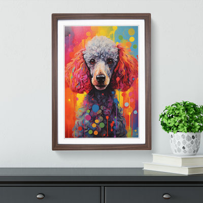 XYZ-FRM-V1223-5268 Poodle Hard Edge Painting - Single Picture Frame Print on Wood