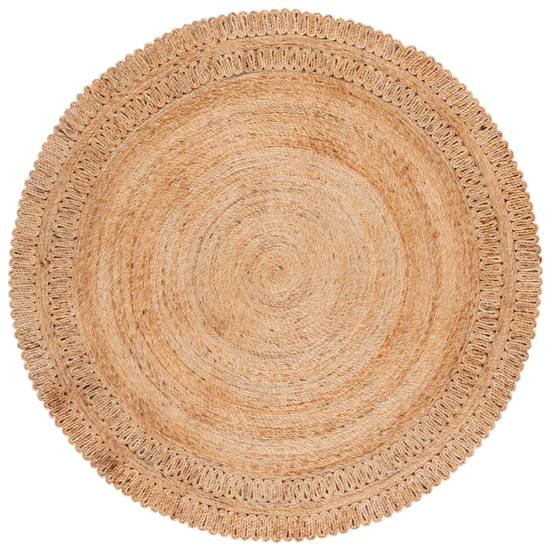 Natural Fiber 604 Hand Woven Jute Geometric Rug, Round 6'