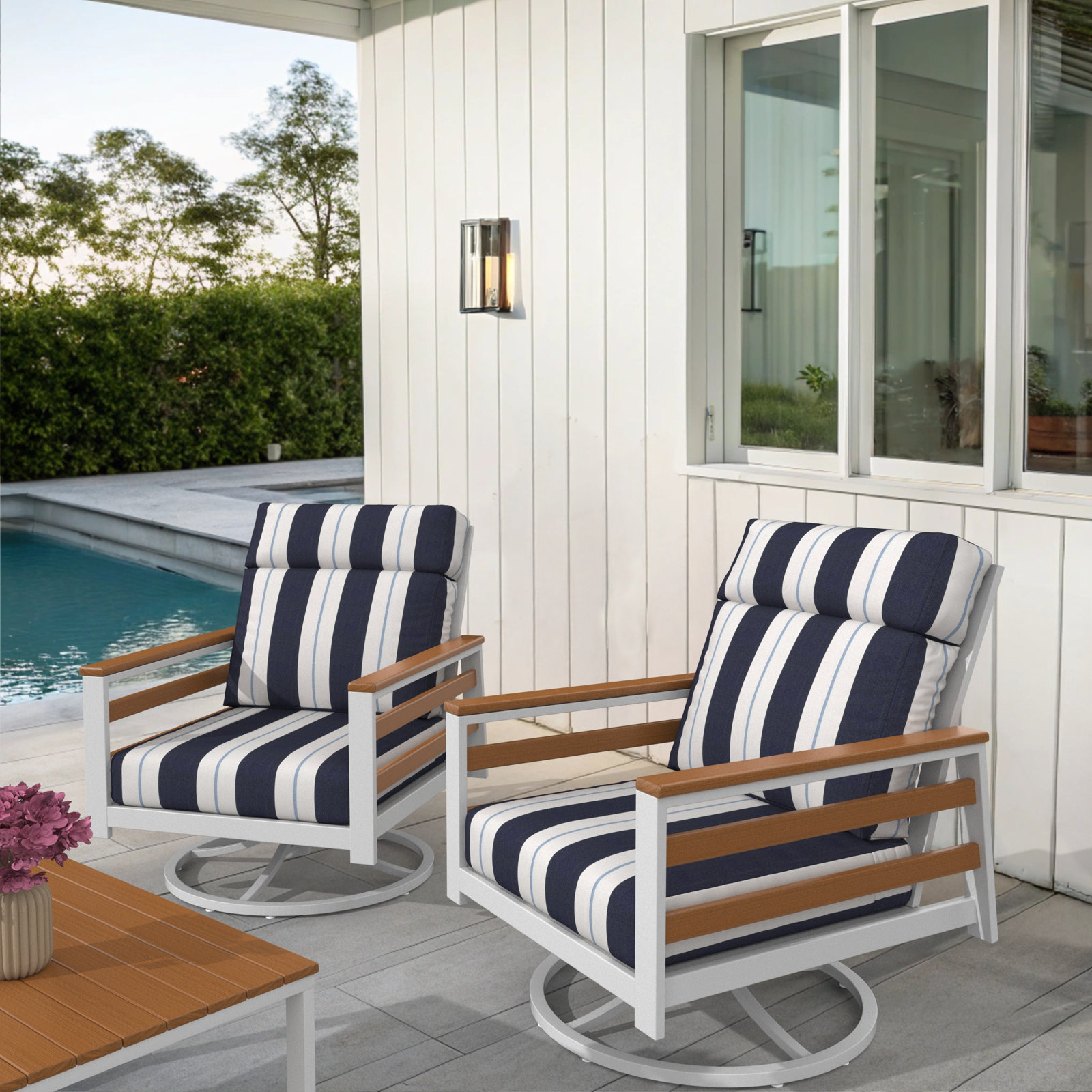 Townsend Sunbrella® Swivel Patio Lounge Chair, Brown