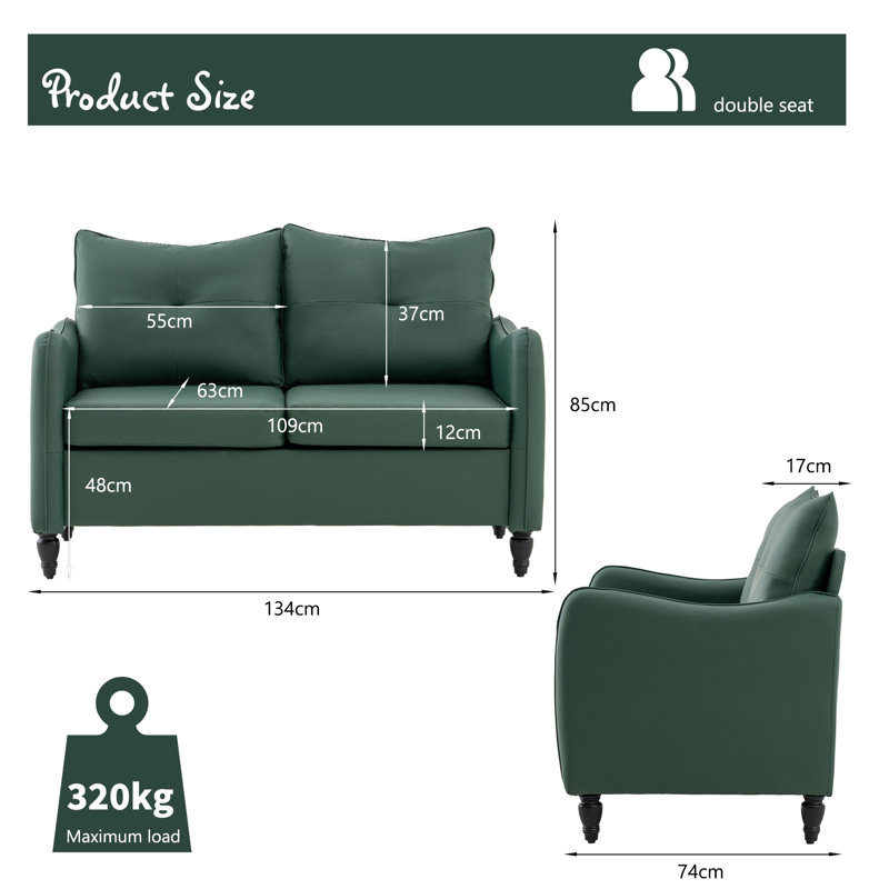 2 Seater Sofa Comfy Loveseat Couch