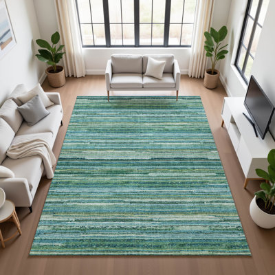 Machine Washable Indoor/Outdoor Chantille ACN2717 Striped Rug