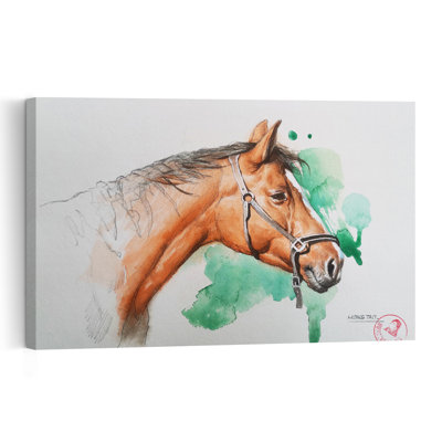 «Watercolor Horse Portrait», reproduction d'art murale cheval contemporain