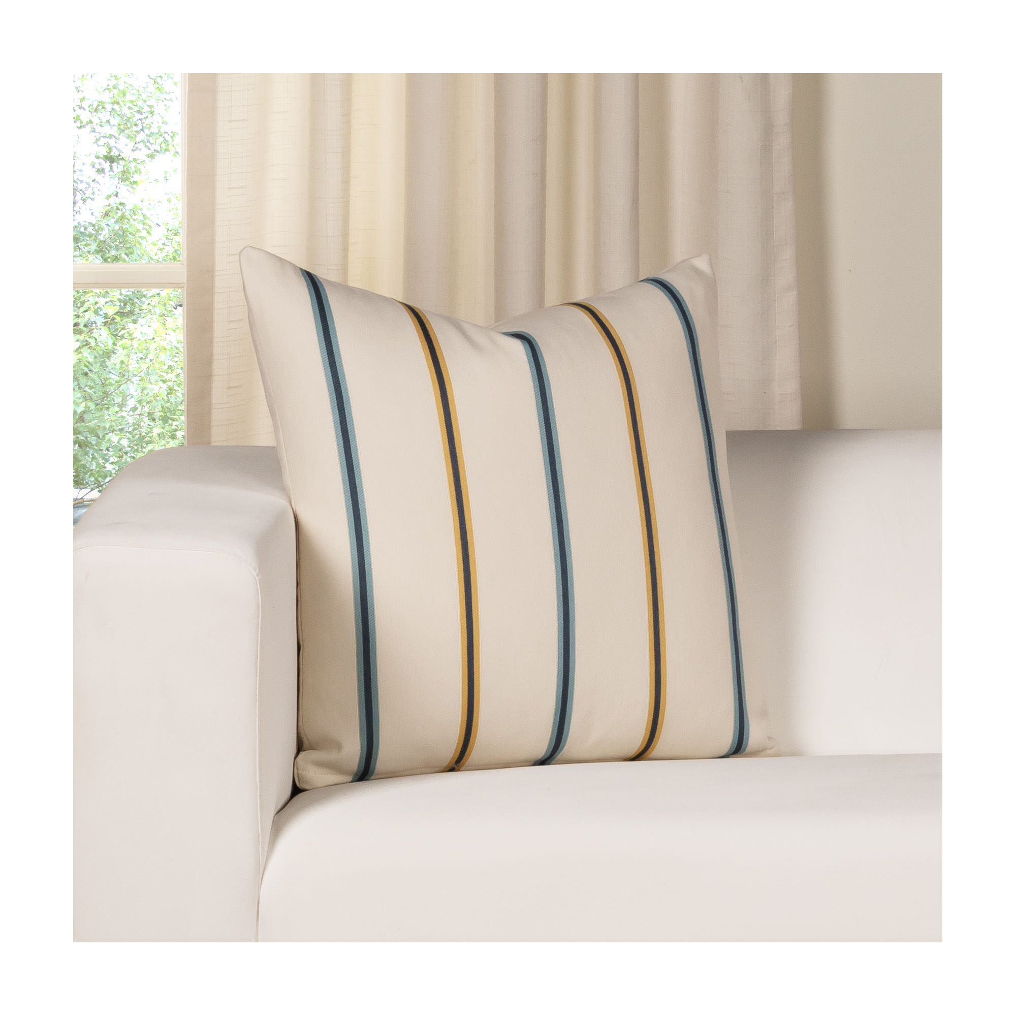 Maurine Striped Throw Pillow, Square 17", Yellow