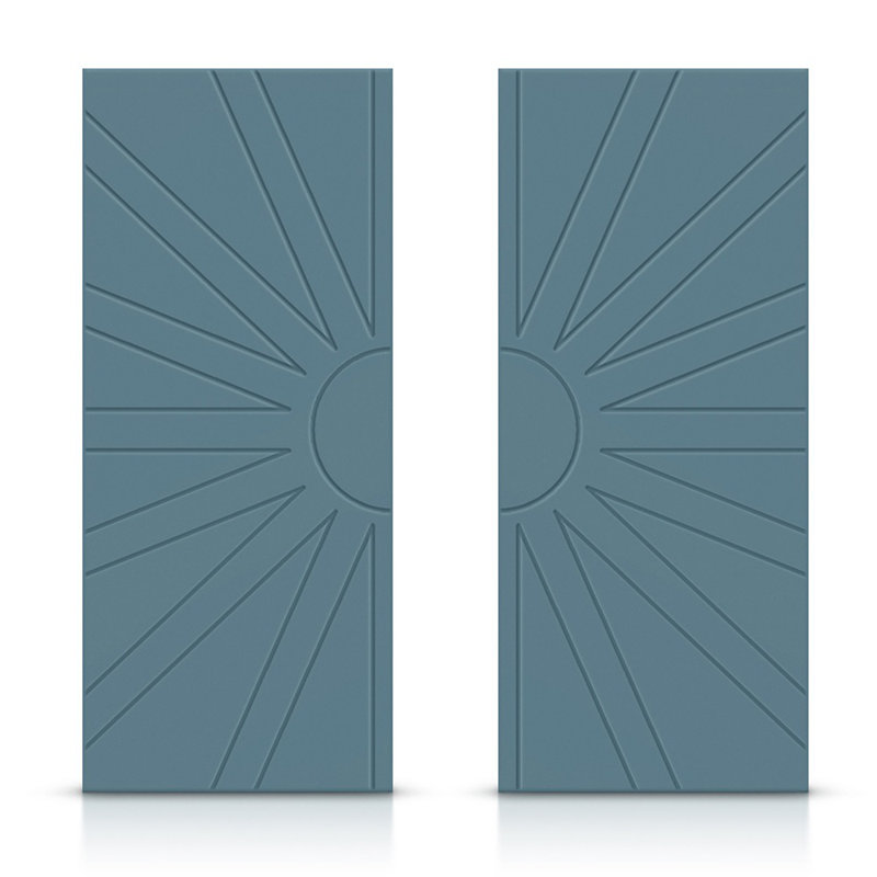 Portes de placard coulissantes à panneaux et en bois, 72 po x 80 po, Bleu