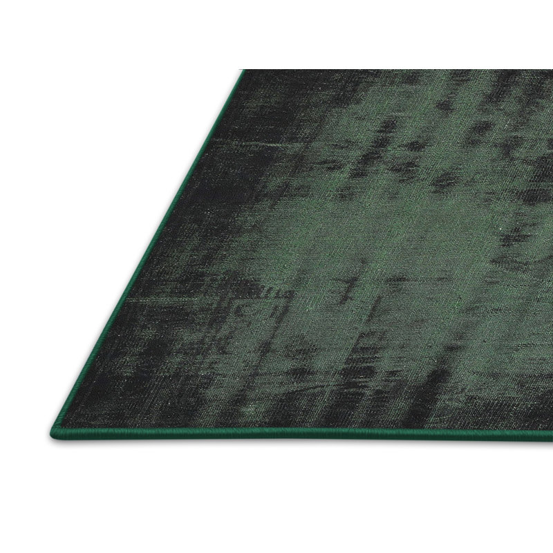Tapis noir / vert en laine Abstract, Rectangle 7 pi x 10 pi