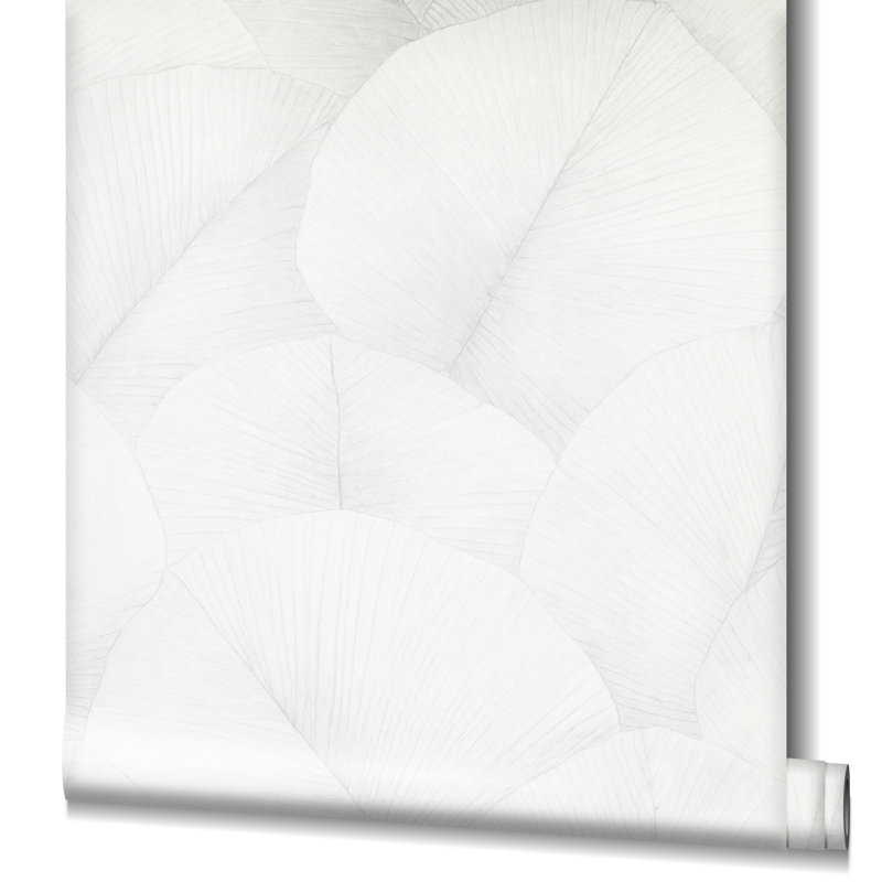 Amariyana Collection Textured Palm Wallpaper Roll, White