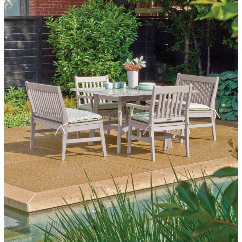 Wexford Outdoor 5 - Piece Dining Set, Natural, White