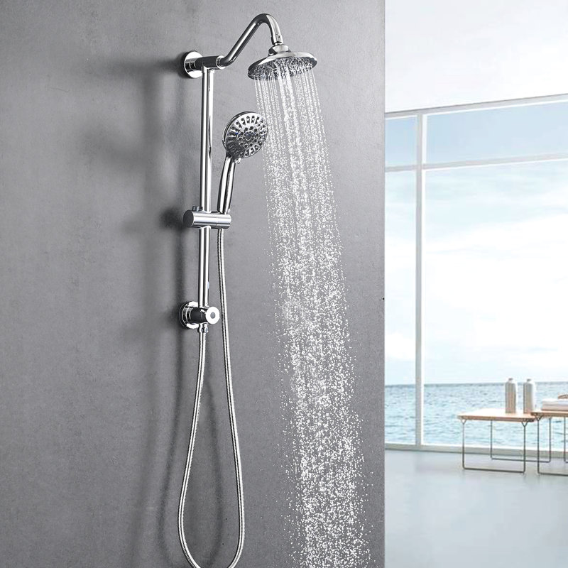 Douche murale avec pomme de pluie de 6 pouces et système portatif - technologie avancée de pulvérisation de 2,5 gallons par minute incluant