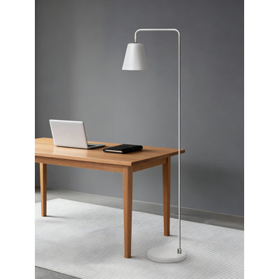 Adjustable Floor Lamp With Solid Base - Brushed Nickel Reading Light For Living Room, Bedroom, Or Over Chair Use