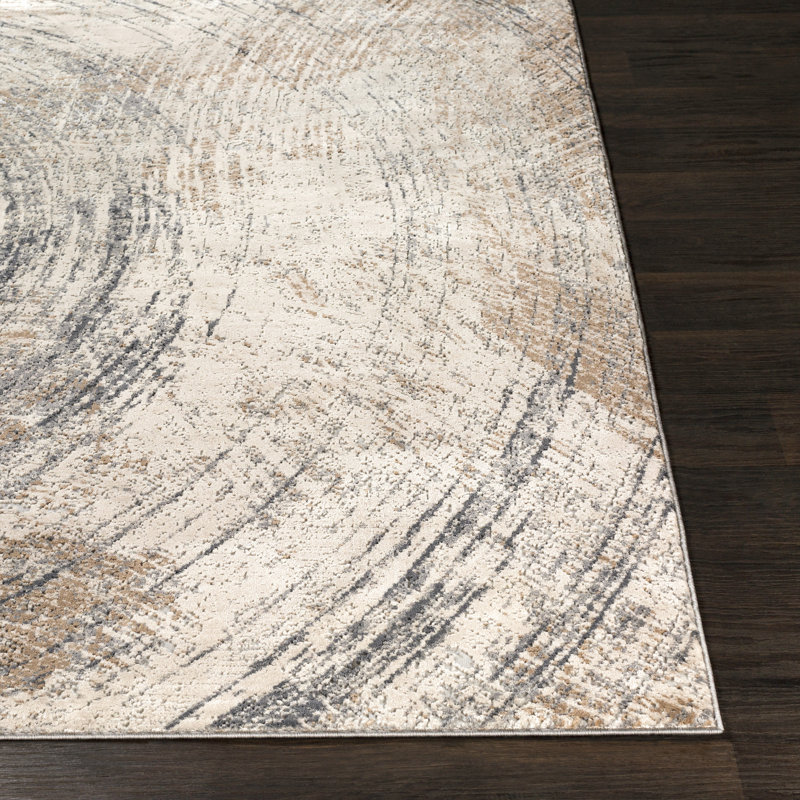 Hobert Abstract Ivory/Gray Area Rug, Rectangle 7'10" x 10'3"