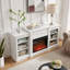 Console multimédia avec grande armoire de rangement, avec foyer encastré de 23 po, pour téléviseur de 70 po ou moins, meuble télé multimédia moderne, l 65,75 po x P 17 po x H 32,48 po-268273787