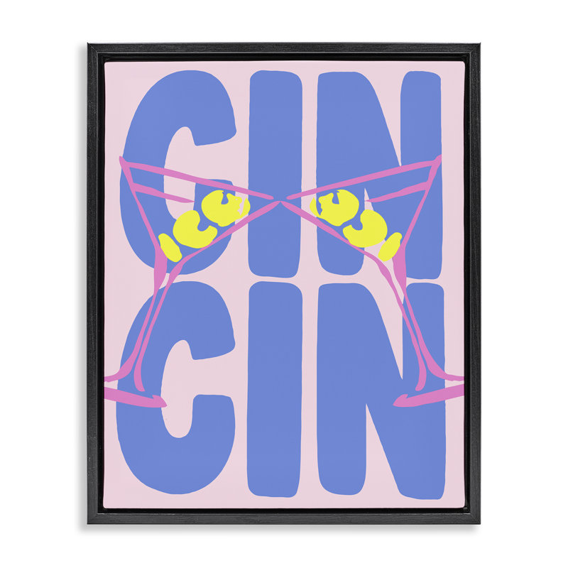 Cadre flottant pastel Cin Cin Cheers, design par House of Lulu, H 21 po x l 17 po, Cadre flottant noir de jais