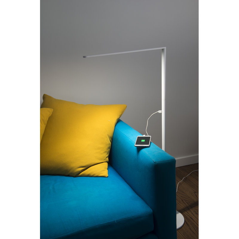 Lady7 52.05'' LED Task Floor Lamp with USB, Matte White